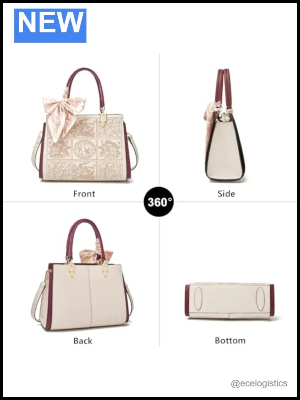 Vintage Embroidery Leather Satchel Handbag Top-Handle Shoulder Bag